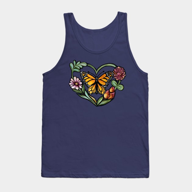 Monarch Butterfly Nature Heart Tank Top by bubbsnugg